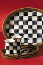 Courtly Check Rattan And Enamel Tray